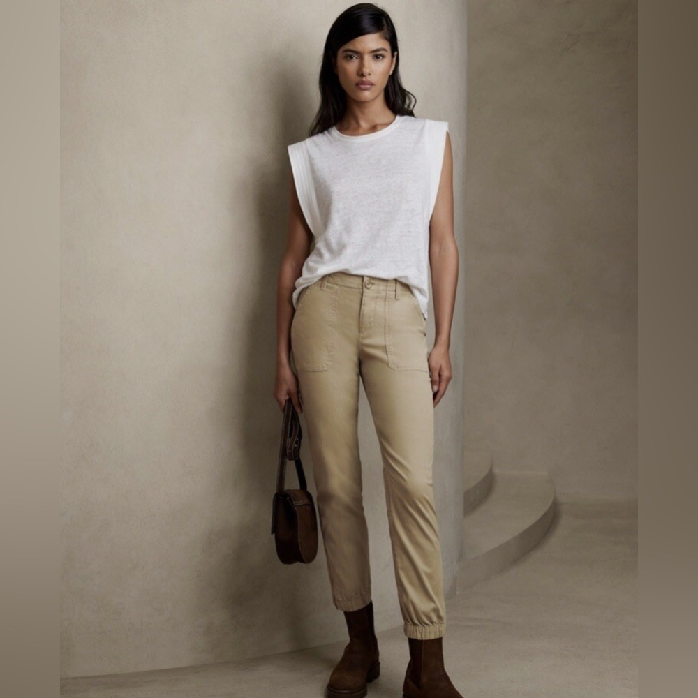 BANANA REPUBLIC - Slim Utility Pant in Maverick Tan. Ankle Zippers. Sz: 14 Long.